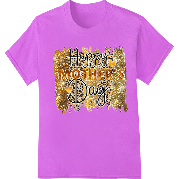 Shimmering gold heat transfer vinyl design with 'Happy Mother's Day' text, perfect for custom t-shirts and apparel.