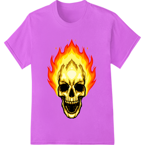 Custom vibrant DTF prints design - Flaming Skull: Ignite Your Style with Super DTF