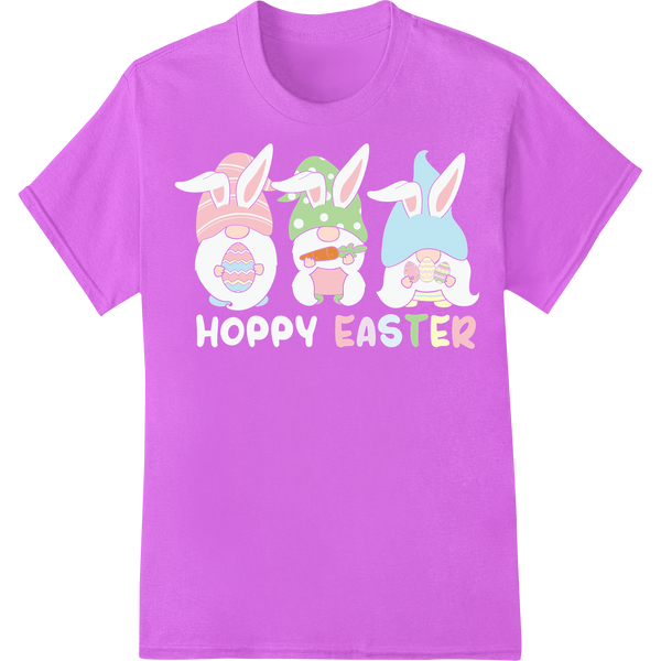 Adorable Easter Gnomes DTF Print Heat Transfer | Festive Fun on purple shirt - SUPERDTF-DTF Prints-DTF Transfers-Custom DTF Prints