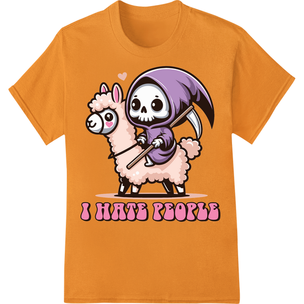 Adorable Grim Reaper Sheep DTF Print for Halloween Fun on orange shirt - SUPERDTF-DTF Prints-DTF Transfers-Custom DTF Prints