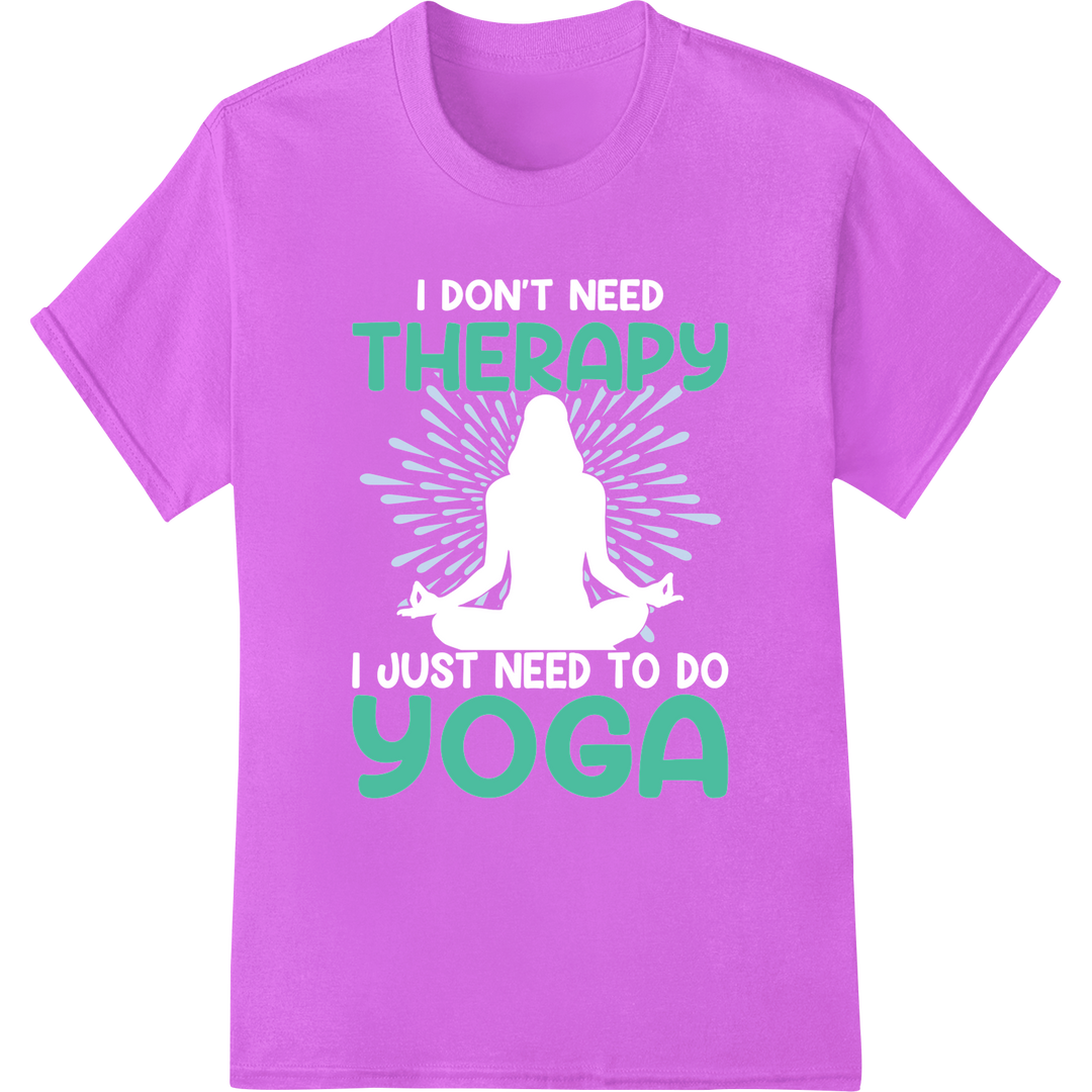 Elevate Your Practice: Stunning Yoga Therapy DTF Print on purple shirt - SUPERDTF-DTF Prints-DTF Transfers-Custom DTF Prints