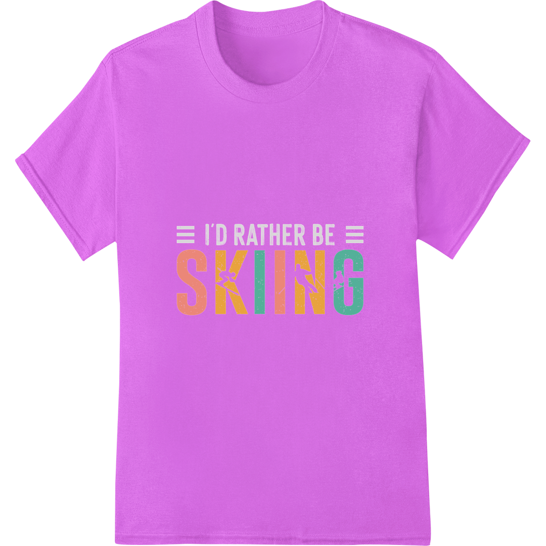 Express Your Love for the Slopes with This Bold Ski Print on purple shirt - SUPERDTF-DTF Prints-DTF Transfers-Custom DTF Prints