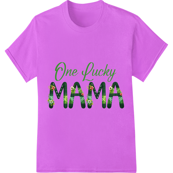 One Lucky Mama: Festive St. Patrick's Day DTF Print Transfer on purple shirt - SUPERDTF-DTF Prints-DTF Transfers-Custom DTF Prints