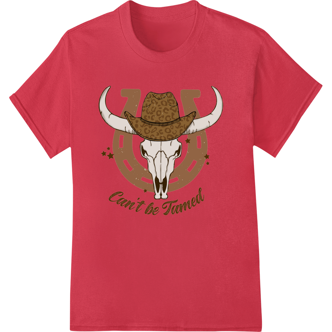 Unleash Your Inner Cowboy with this Wild West Skull Print on red shirt - SUPERDTF-DTF Prints-DTF Transfers-Custom DTF Prints