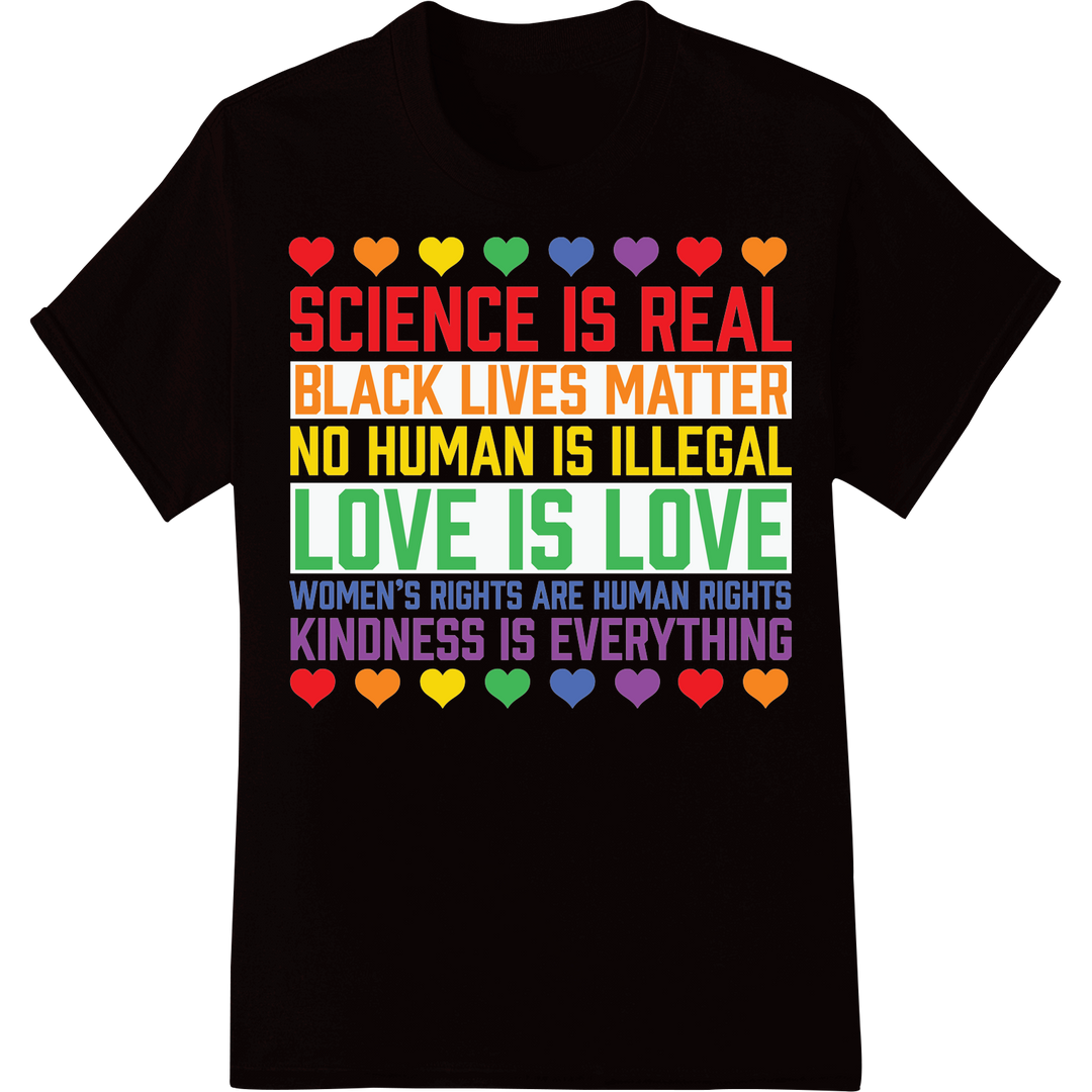 LGBT Pride Equality Rainbow Heart Heat Transfer Print on black shirt - SUPERDTF-DTF Prints-DTF Transfers-Custom DTF Prints