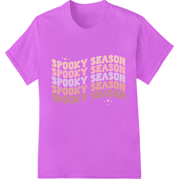 Spooky Season design featuring a jack-o-lantern, ghost, and witch's hat perfect for Halloween DTF print heat transfers