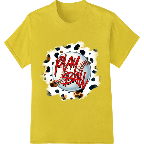 Vintage 'Play Ball' Baseball Grunge DTF Print Heat Transfer on yellow shirt - SUPERDTF-DTF Prints-DTF Transfers-Custom DTF Prints