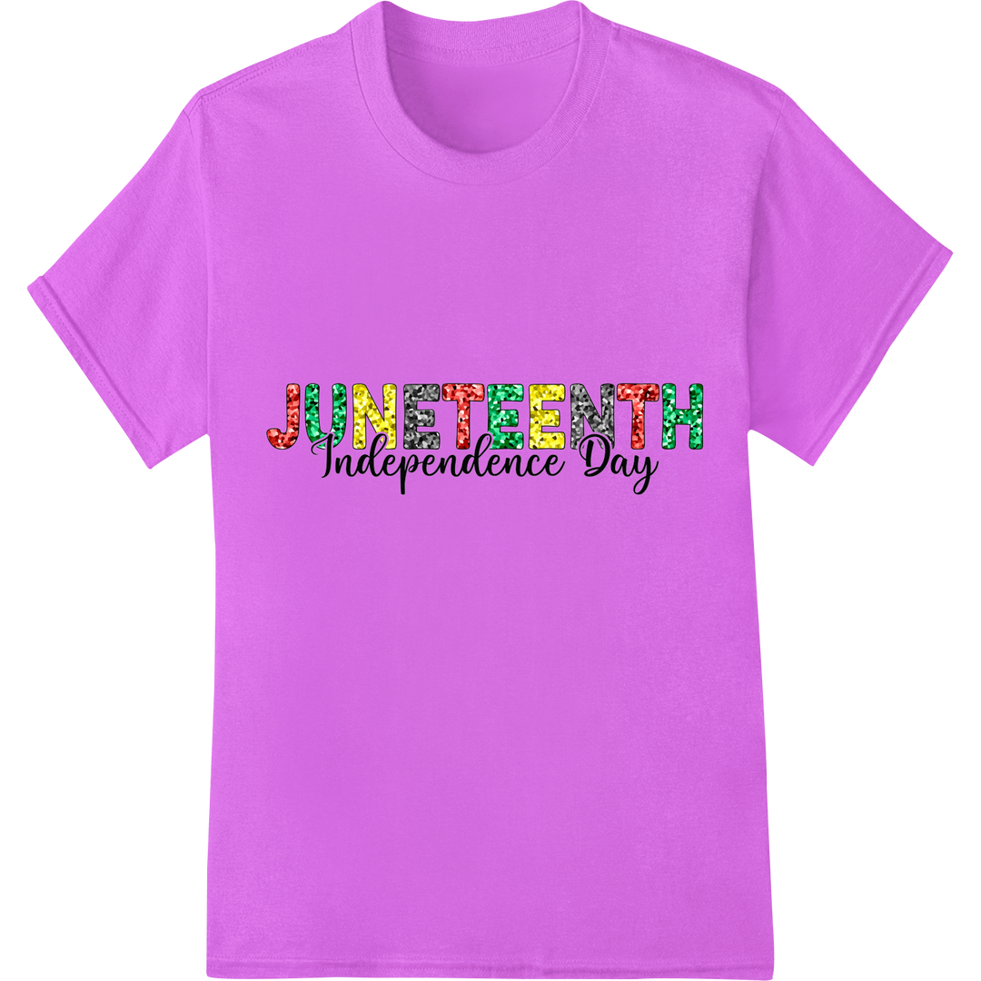 Vibrant JUNETEENTH Independence Day DTF Print Transfer on purple shirt - SUPERDTF-DTF Prints-DTF Transfers-Custom DTF Prints