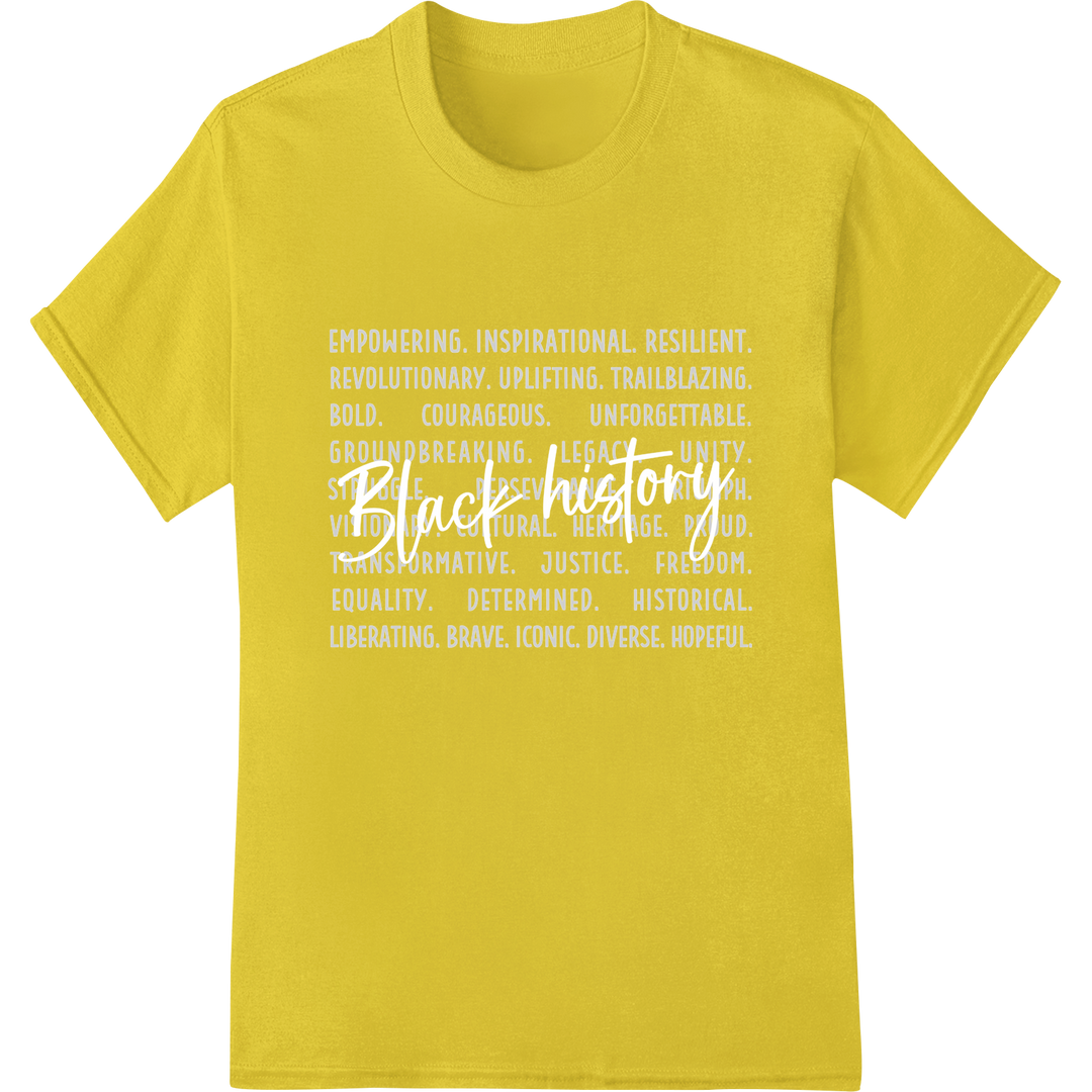 Empowering BLM Word Collage DTF Print Heat Transfer on yellow shirt - SUPERDTF-DTF Prints-DTF Transfers-Custom DTF Prints