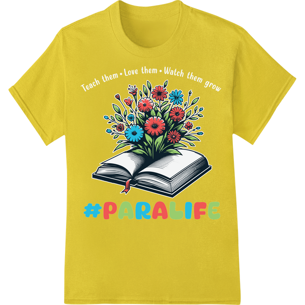 Retro Teacher Floral Design Heat Transfer Print | Super DTF on yellow shirt - SUPERDTF-DTF Prints-DTF Transfers-Custom DTF Prints