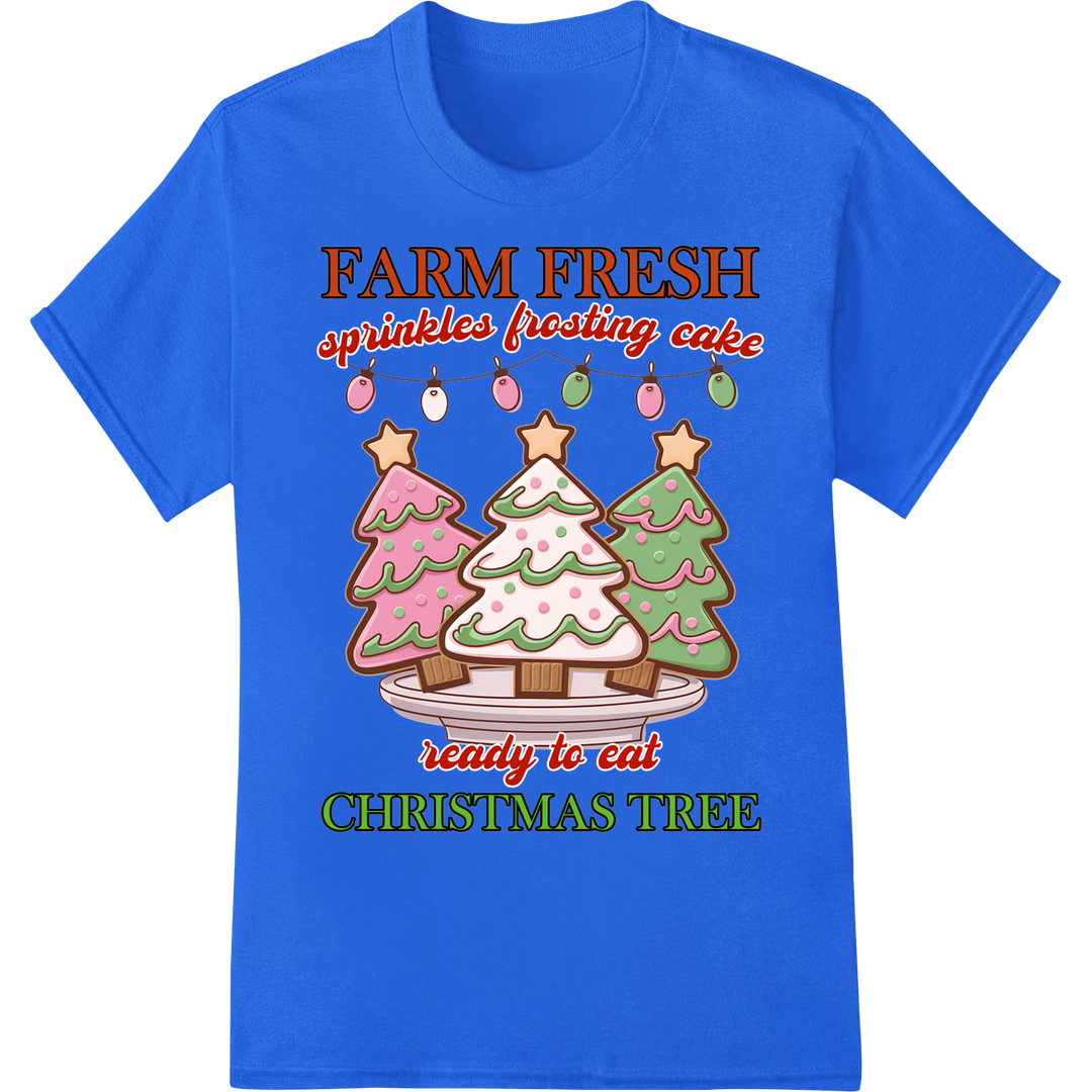 Festive Sprinkle Christmas Tree DTF Print Heat Transfer on blue shirt - SUPERDTF-DTF Prints-DTF Transfers-Custom DTF Prints