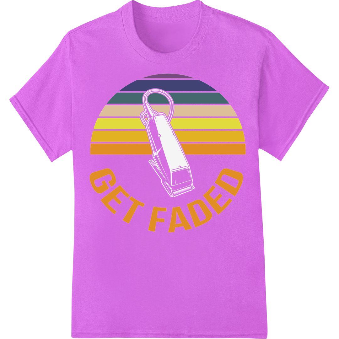 Vintage 'Get Faded' Barbershop DTF Print Heat Transfer on purple shirt - SUPERDTF-DTF Prints-DTF Transfers-Custom DTF Prints