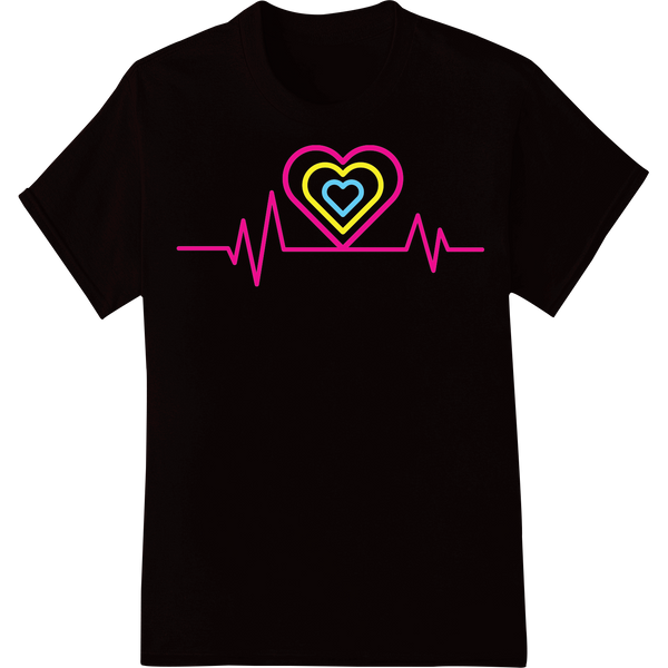 Vibrant LGBT Rainbow Heart Beat DTF Print Heat Transfer on black shirt - SUPERDTF-DTF Prints-DTF Transfers-Custom DTF Prints