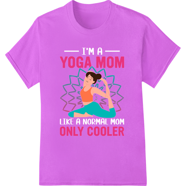 Trendy Yoga Mom DTF Print Heat Transfer | Mother's Day Gift on purple shirt - SUPERDTF-DTF Prints-DTF Transfers-Custom DTF Prints