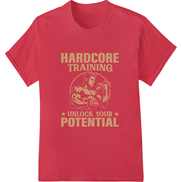 Unleash Your Power: Hardcore Training DTF Print Transfer on red shirt - SUPERDTF-DTF Prints-DTF Transfers-Custom DTF Prints