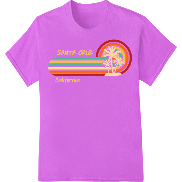 Retro Santa Cruz CA Summer Vibes Heat Transfer Print on purple shirt - SUPERDTF-DTF Prints-DTF Transfers-Custom DTF Prints