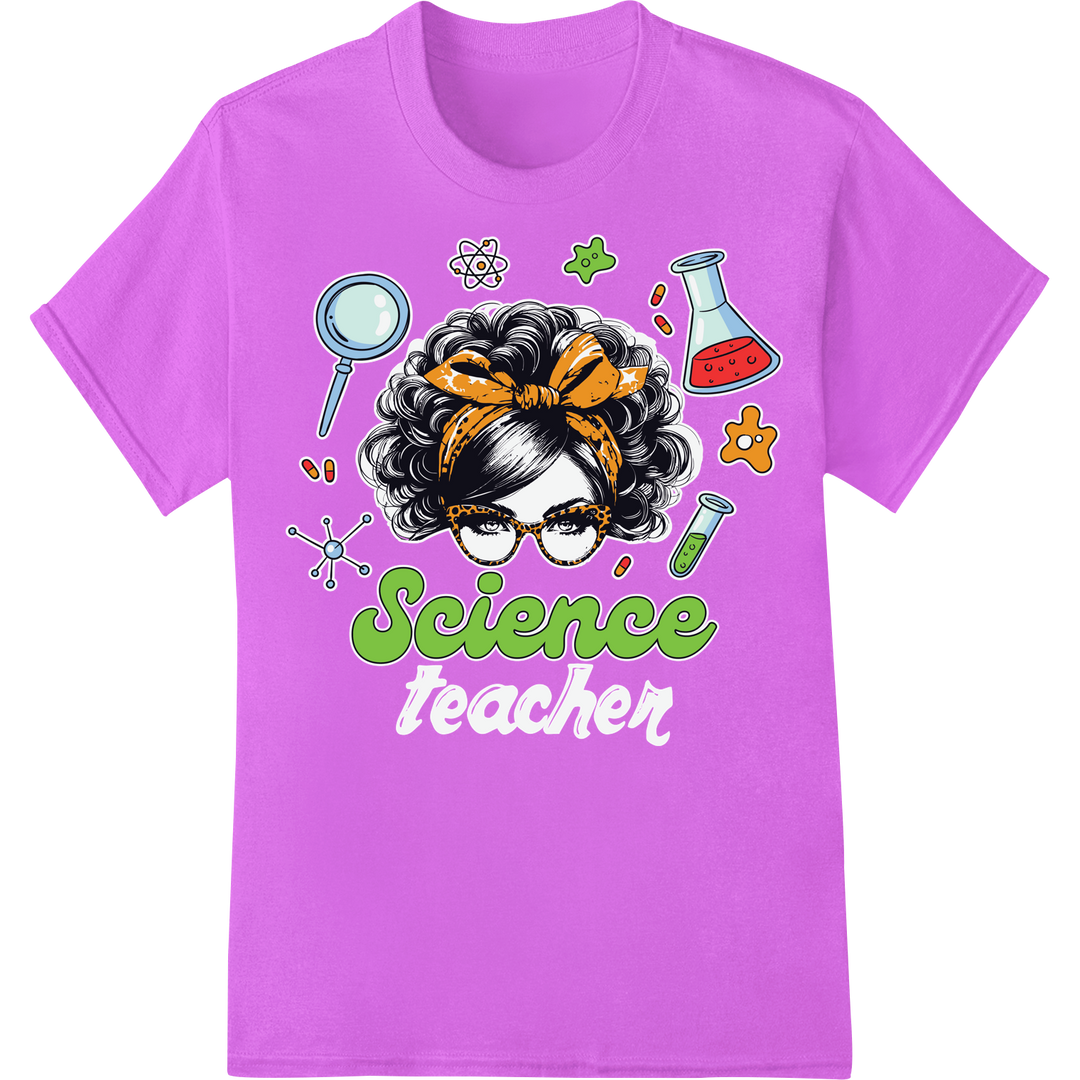 Quirky Science Teacher DTF Print Transfer | Educator Gift on purple shirt - SUPERDTF-DTF Prints-DTF Transfers-Custom DTF Prints