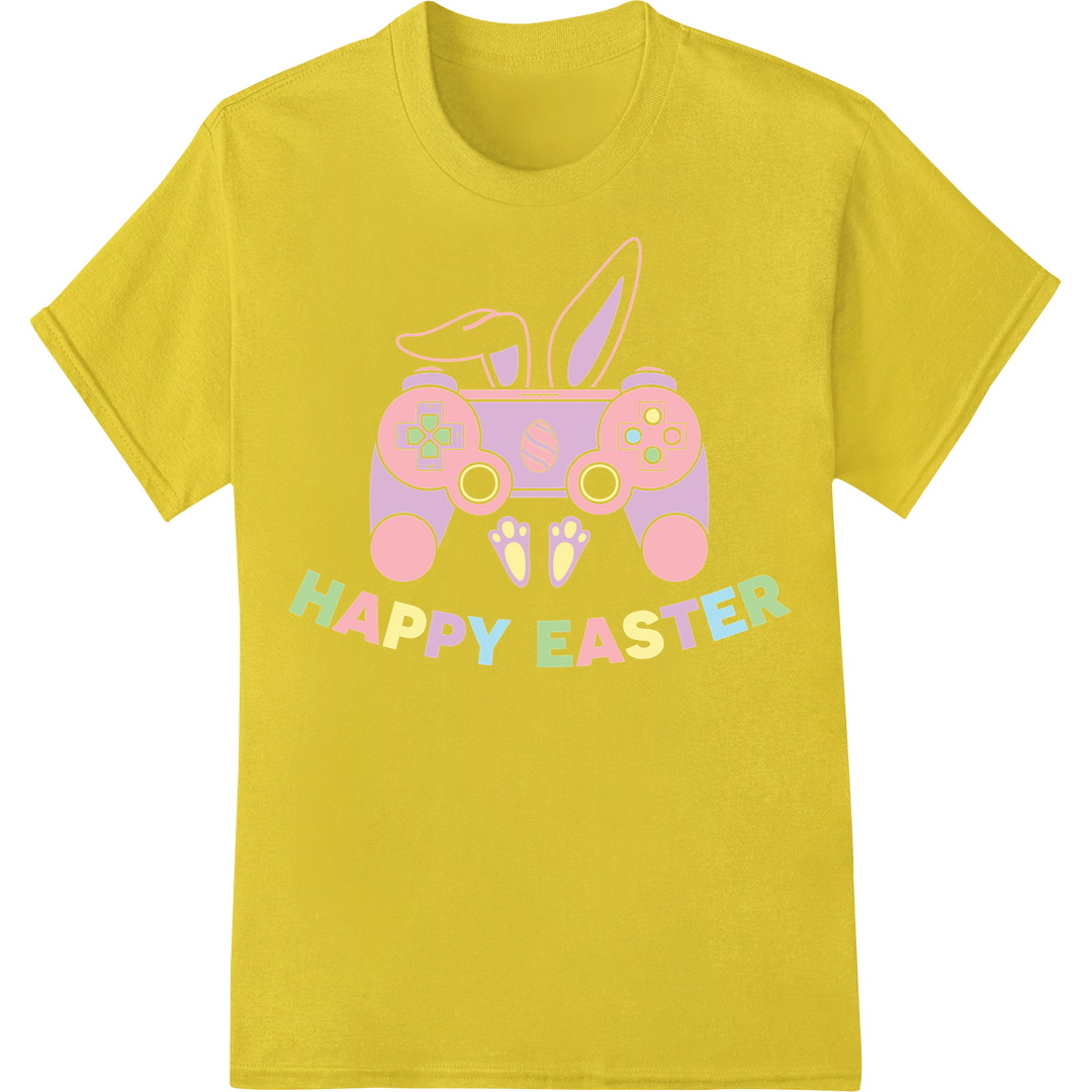 Adorable Easter Bunny DTF Print - Festive & Fun Heat Transfer on yellow shirt - SUPERDTF-DTF Prints-DTF Transfers-Custom DTF Prints