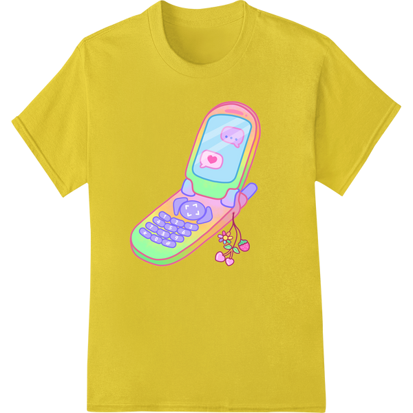 Retro Rainbow Cartoon Phone - Colorful Fun Nostalgic Design on yellow shirt - SUPERDTF-DTF Prints-DTF Transfers-Custom DTF Prints