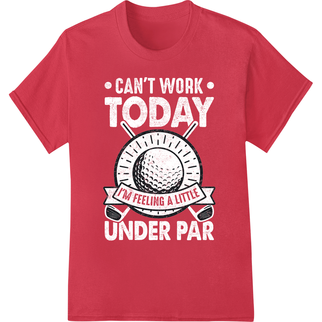 Iconic Golf Ball DTF Print Heat Transfer - Classic B&W on red shirt - SUPERDTF-DTF Prints-DTF Transfers-Custom DTF Prints