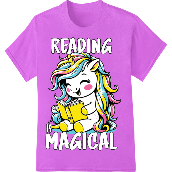 Reading Magical: Unicorn Rainbow DTF Print Heat Transfer on purple shirt - SUPERDTF-DTF Prints-DTF Transfers-Custom DTF Prints