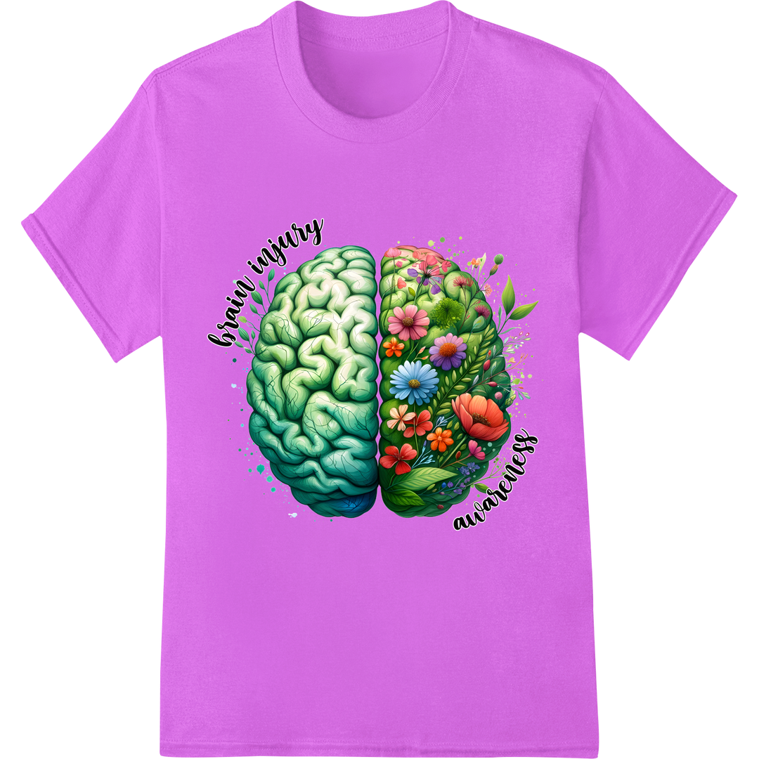 Nurture Your Mind: Vibrant Brain Vitality Awareness Print on purple shirt - SUPERDTF-DTF Prints-DTF Transfers-Custom DTF Prints