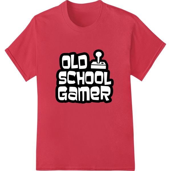 Old School Gamer: Retro DTF Print Heat Transfer | Gaming Shirt on red shirt - SUPERDTF-DTF Prints-DTF Transfers-Custom DTF Prints