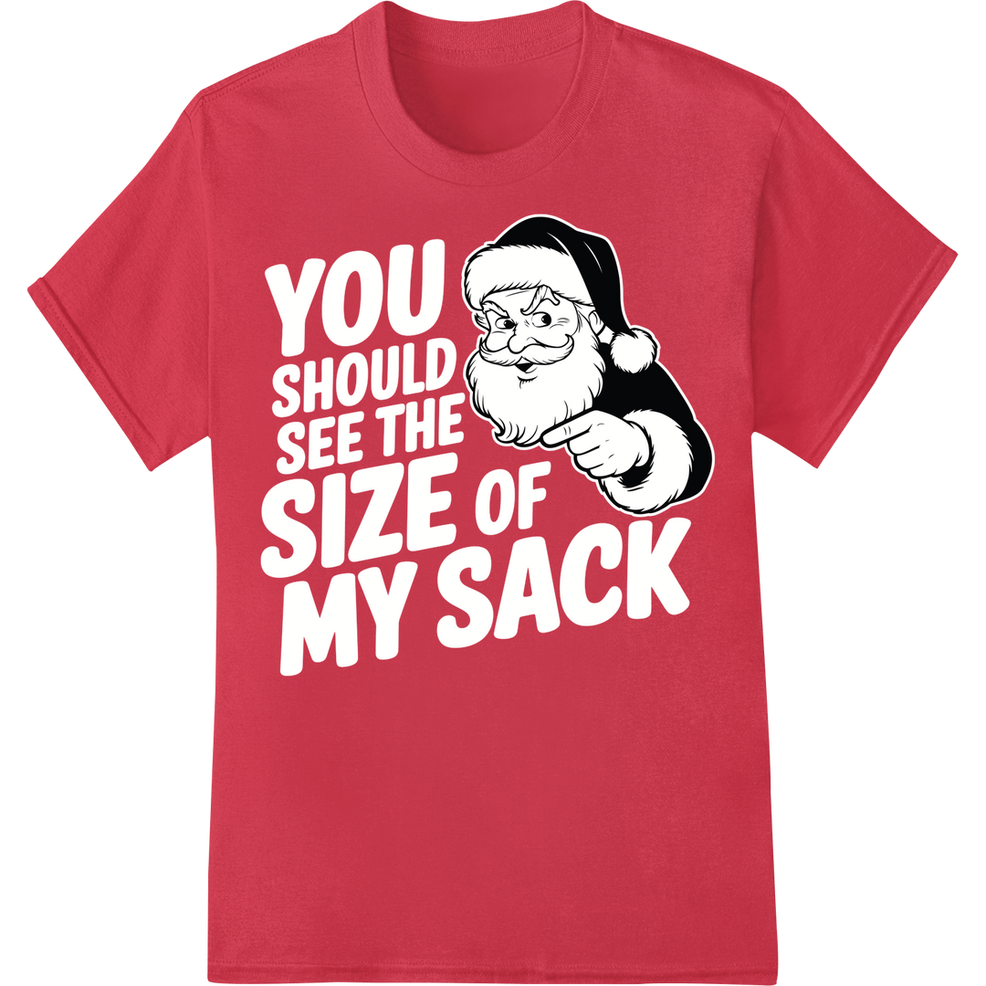 Cheeky 'Naughty Santa' DTF Print Heat Transfer | Holiday Fun on red shirt - SUPERDTF-DTF Prints-DTF Transfers-Custom DTF Prints