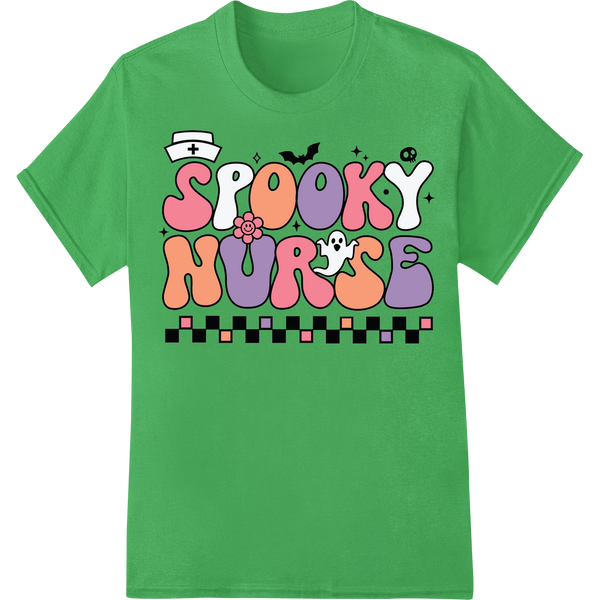 Cutting-edge custom apparel featured on Adorable 'SPOOKY NURSE' Halloween Heat Transfer Design