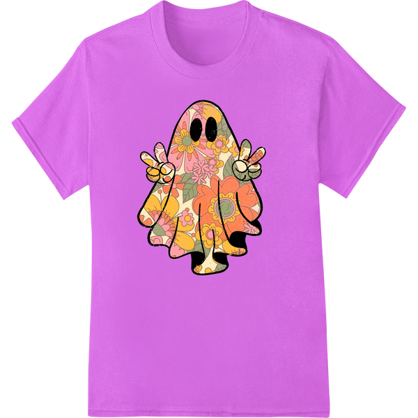 Premium quality DTF printing service on Floral Ghost: Spooky Halloween Heat Transfer Print