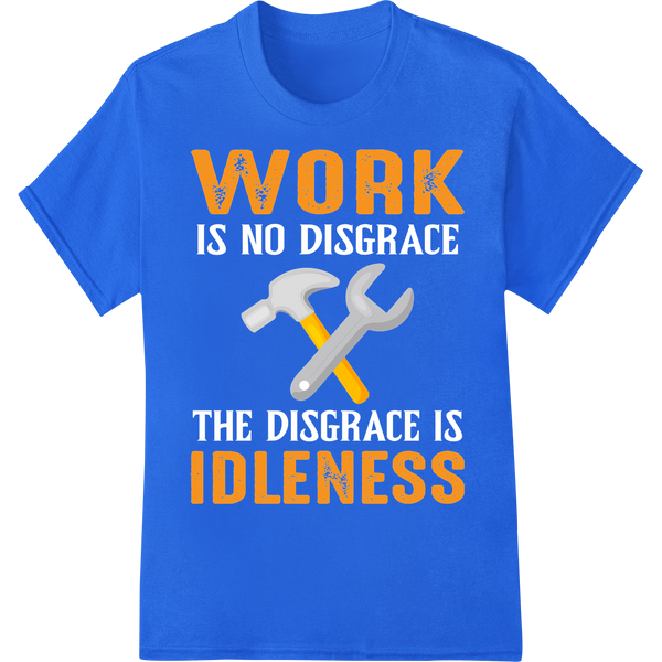 Work & Rest: Bold Labor Day DTF Print Heat Transfer on blue shirt - SUPERDTF-DTF Prints-DTF Transfers-Custom DTF Prints