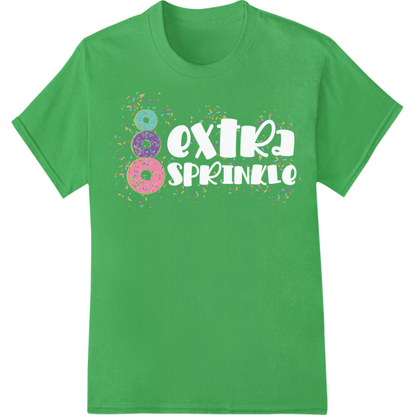 Sprinkle Joy with Our Colorful Donut DTF Print Heat Transfer on green shirt - SUPERDTF-DTF Prints-DTF Transfers-Custom DTF Prints