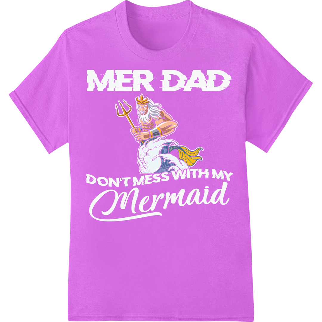 Mythical Dad Merman: Unique Father's Day DTF Print Transfer on purple shirt - SUPERDTF-DTF Prints-DTF Transfers-Custom DTF Prints