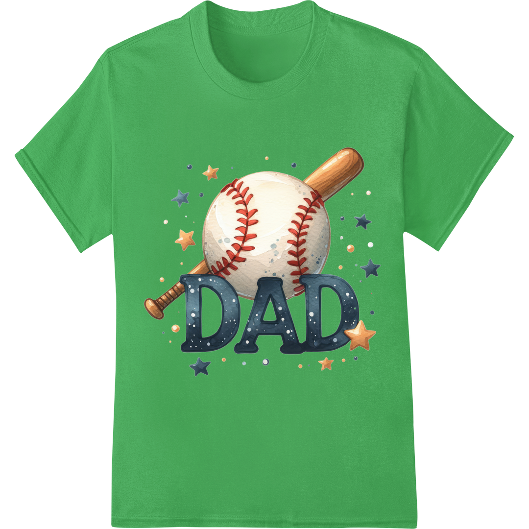 Home Run Dad: Baseball-Themed Father's Day DTF Print on green shirt - SUPERDTF-DTF Prints-DTF Transfers-Custom DTF Prints