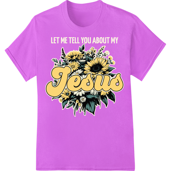 Stunning Jesus Sunflower Faith DTF Print Heat Transfer on purple shirt - SUPERDTF-DTF Prints-DTF Transfers-Custom DTF Prints