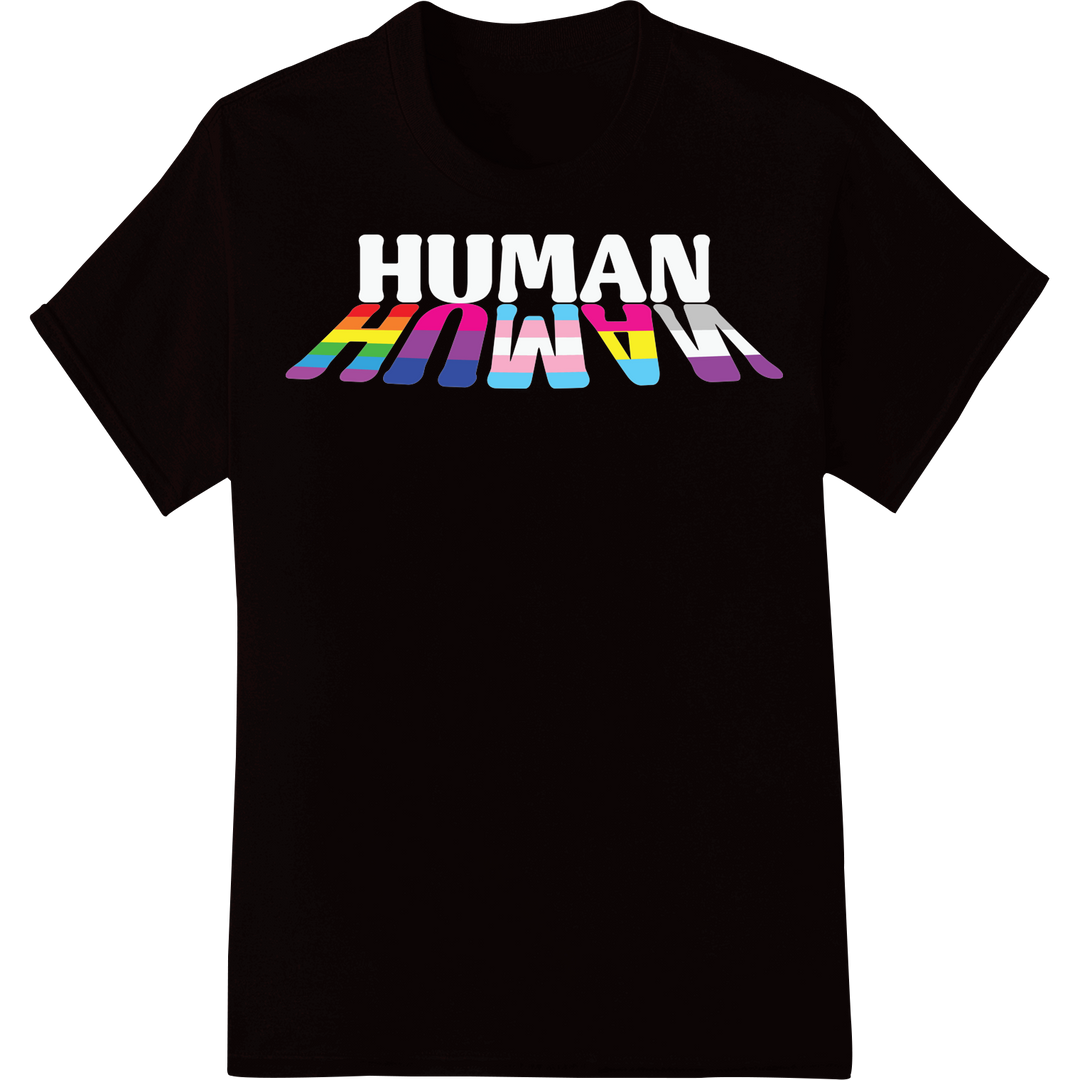 Vibrant Rainbow LGBT Pride Heat Transfer for Custom Shirts on black shirt - SUPERDTF-DTF Prints-DTF Transfers-Custom DTF Prints