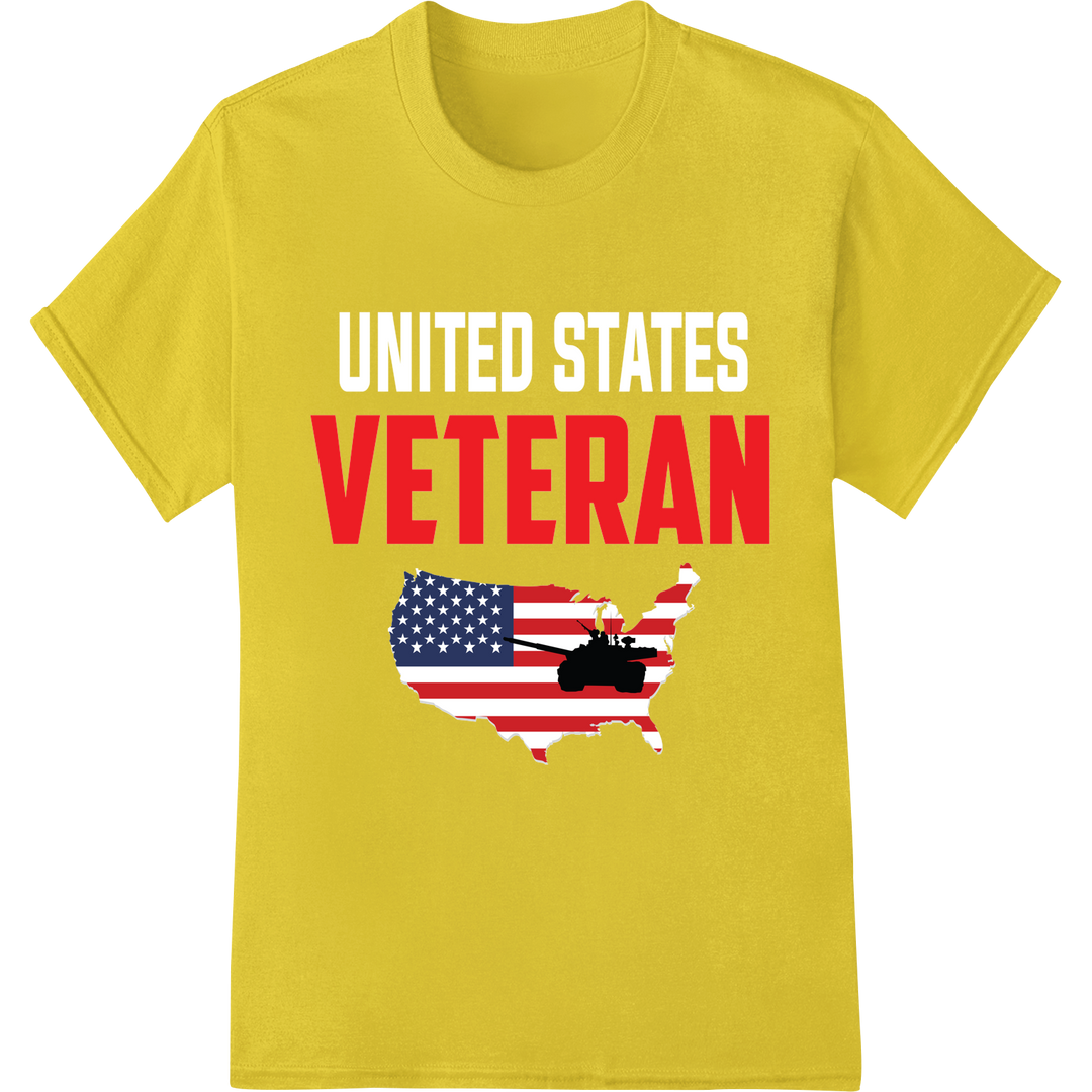 Bold Patriotic Veteran DTF Print for T-Shirts & More on yellow shirt - SUPERDTF-DTF Prints-DTF Transfers-Custom DTF Prints