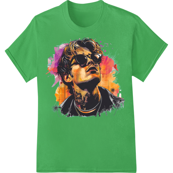 Colorful abstract portrait of a charismatic individual, ideal for DTF heat transfers and custom t-shirt printing.