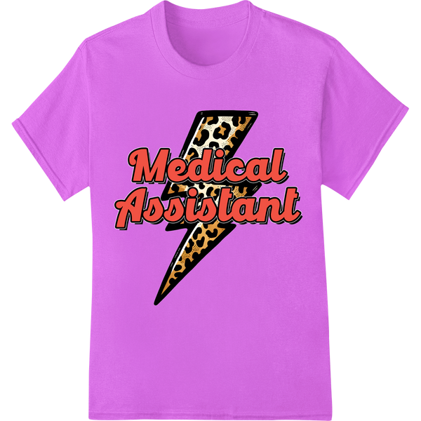 Bold Leopard Print 'Medical Assistant' DTF Heat Transfer on purple shirt - SUPERDTF-DTF Prints-DTF Transfers-Custom DTF Prints