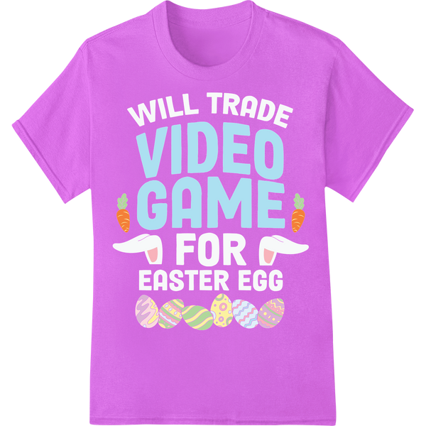 Playful 'VIDEO GAME' Easter DTF Print Heat Transfer on purple shirt - SUPERDTF-DTF Prints-DTF Transfers-Custom DTF Prints