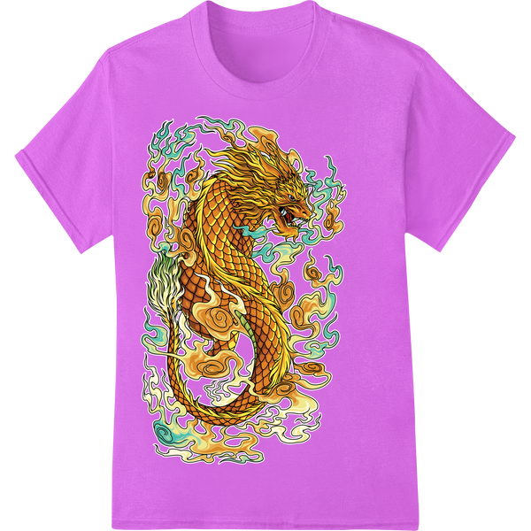 Innovative dtf printer design on Fiery Chinese Dragon - Mythical Heat Transfer Design