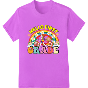 Vibrant innovative apparel printing print on Cheerful 'Hello First Grade' Back-to-School Heat Transfer