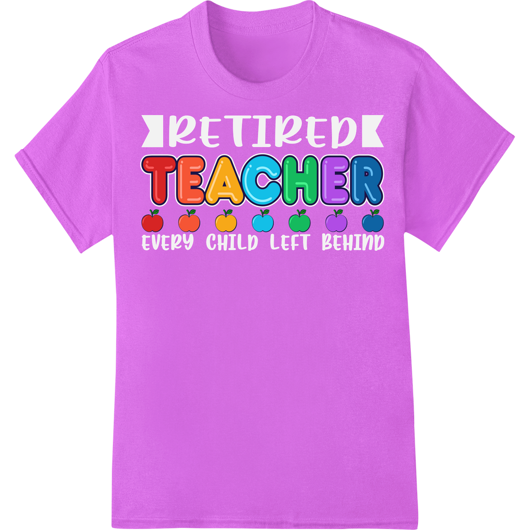 Colorful Apple 'TEACHER' Heat Transfer for School Gifts on purple shirt - SUPERDTF-DTF Prints-DTF Transfers-Custom DTF Prints