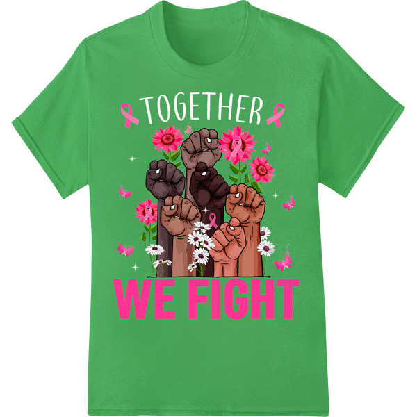 We Fight: United Against Breast Cancer with Super DTF on green shirt - SUPERDTF-DTF Prints-DTF Transfers-Custom DTF Prints