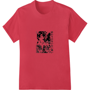 Endless Battle: Fierce Anime Warrior DTF Print Heat Transfer showcasing advanced custom apparel technology