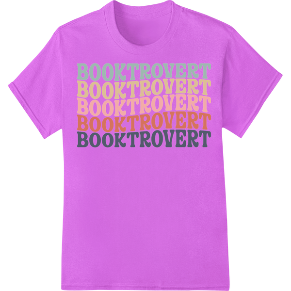 Retro 'BOOKTROVERT' DTF Print for Introverted Book Lovers on purple shirt - SUPERDTF-DTF Prints-DTF Transfers-Custom DTF Prints