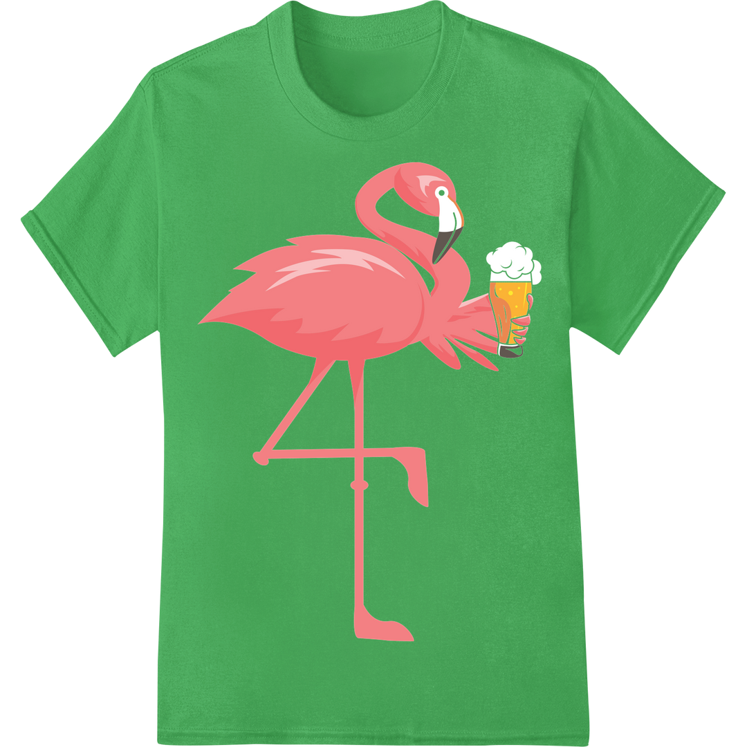 Tropical Pink Flamingo Summer Vibes DTF Print Heat Transfer on green shirt - SUPERDTF-DTF Prints-DTF Transfers-Custom DTF Prints