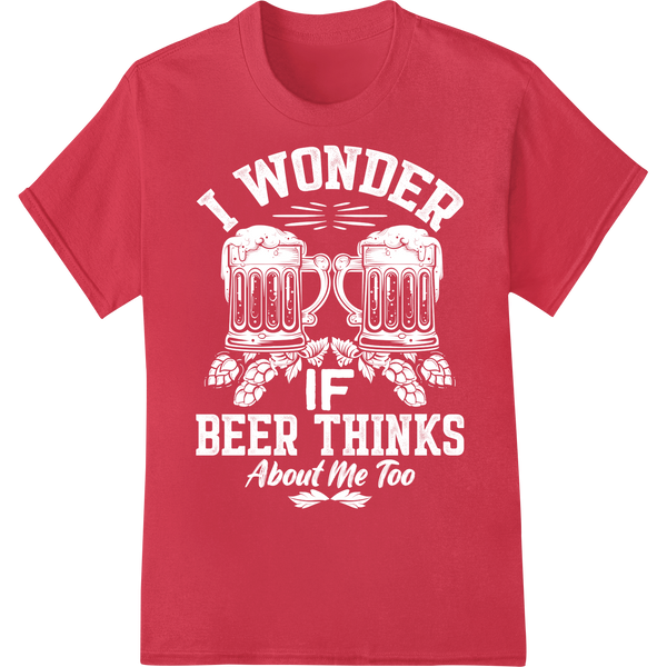 Minimalist Geometric DTF Heat Transfer for Beer Lovers on red shirt - SUPERDTF-DTF Prints-DTF Transfers-Custom DTF Prints