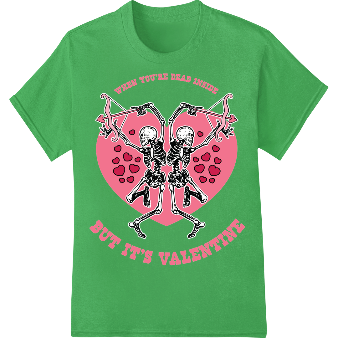 Skeleton Lovers Valentine DTF Print Heat Transfer on green shirt - SUPERDTF-DTF Prints-DTF Transfers-Custom DTF Prints