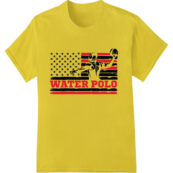 Make a Splash with Bold Water Polo Heat Transfer Design on yellow shirt - SUPERDTF-DTF Prints-DTF Transfers-Custom DTF Prints